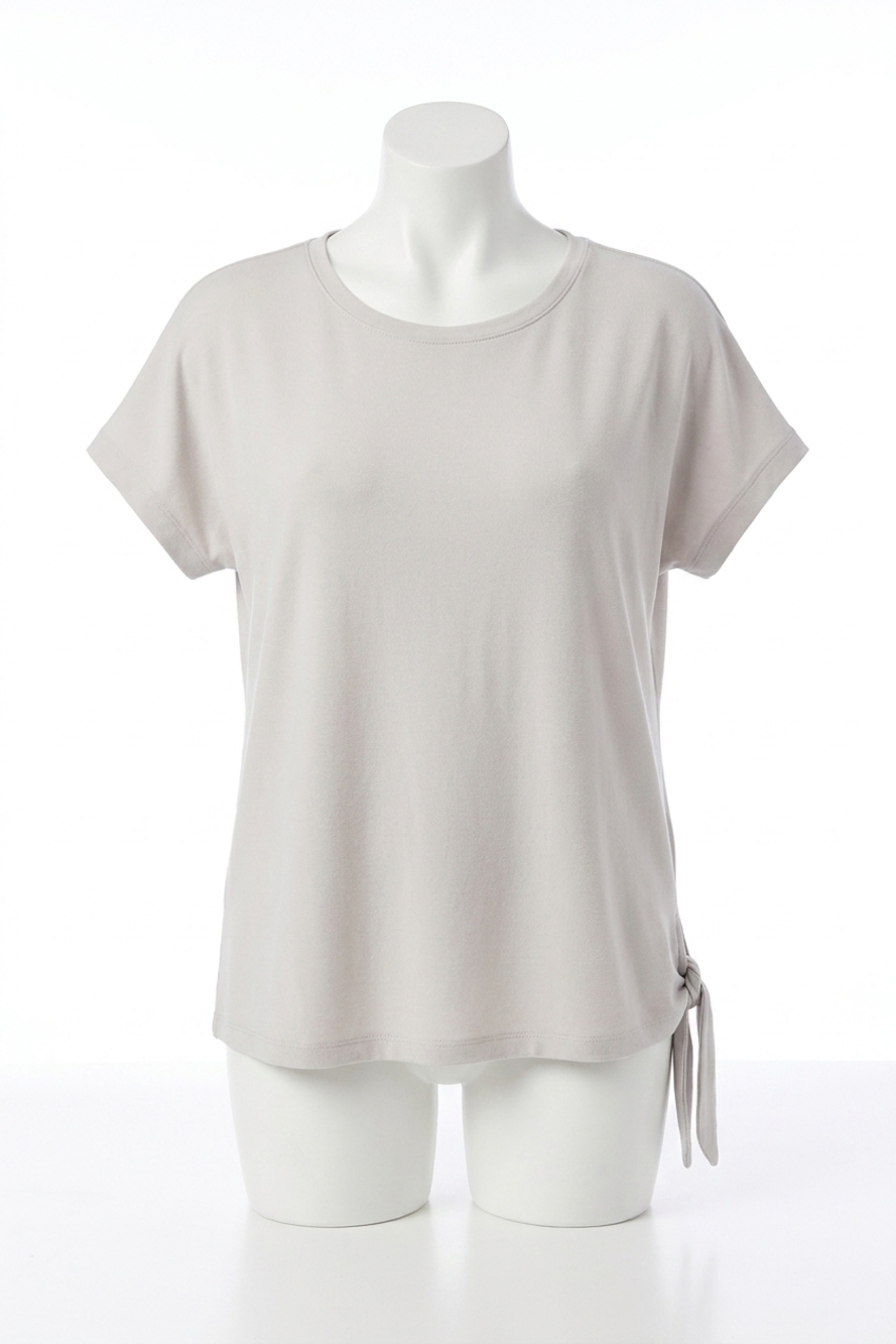 NEW FRENCH KYSS short sleeve side tie detail top in slate